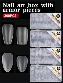 pinpai 1 Box Of 300pcs Square Nails, Ballet Nails, Almond Nails,Press-On Nailsweet And Cute, Essential For Summer And Autumn, Suitable For Daily, Travel, Party,Suitable For Women & Girls Great Gift For Ladies Nails - Clear - View 1