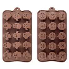 1/2pcs Halloween Candy Molds Pumpkin And Ghost Silicone Chocolate Molds, Trick Or Treat Molds For Halloween, Molds For Making Chocolate, Gummies, Cookies, Jelly - Brown - View 9