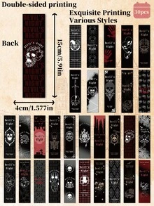 30pcs Gothic Skull Paper Bookmarks Set - Dark Academia Aesthetic Page Markers, Spooky Cute Reading Accessories For Journaling & Scrapbooking, Unique Gift For Book Lovers-Back To School - 30pcs/pack - View 10