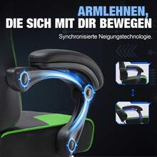 EXRACING Gaming Chair - Ergonomic Gaming Chair With Footrest, Headrest And Lumbar Support, Height Adjustable, Padded, 180 Kg - 綠色 - 查看 7