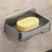 1/3pcs Soap Box Storage Rack, No-Drill Wall-Mounted Bathroom Soap Holder With Drainage, Soap Rack - Multicolor - View 9