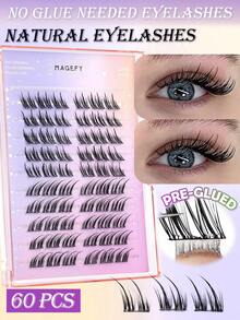 MAANGE 60 Clusters C-Curl Cat Eye Sexy Single-Stem Faux Eyelashes, Cat Eye Fox Style False Lashes, Glue-Free Easy Wear, Elongate Eye Tail And Enlarge Eyes, Loose Segmented Natural False Eyelashes, Beginner Friendly, Reusable, Single Lash Clusters, Lash Clusters, Single Stem Lashes, False Eyelashes, Eyelashes - C - View 12