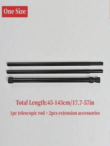 1pc Adjustable Curtain Rod, Extendable Shower Rod, Suitable For Diy Home Decoration - Black - View 11