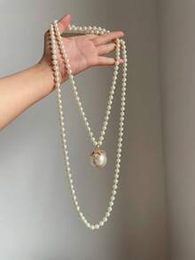 1pc Fashionable Versatile Women's Pearl Beaded Pendant Necklace, Multiple Wearing Styles - Luxurious Women's Charm Jewelry, Suitable For Daily And Party Wear - Multicolor - View 5