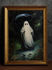 1pc Canvas Wall Art, Framed Wall Decor, Atmospheric Rainy Night Umbrella Ghost Forest Path Canvas Hanging Painting, Eerie Pastoral Vintage Oil Painting Frameless Poster, Aesthetic Hanging Decorative Print, Suitable For Modern Home Decor, Room Decor, Dorm Decor, Bedroom Decor, Living Room Decor - Umbrella Ghost - View 2