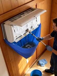 Air Conditioner Cleaning Cover With Water Collection Bag, Waterproof Hanging Cleaning Cover, Cleaning Kit, Cleaning Brush, Air Conditioner Water Tray, Sewage Collection Bag, Suitable For Air Conditioner Cleaning, No Cleaning Agent Included, Easy To Install, All-Season Use, Prevents Damage To Walls And Other Areas, Suitable For Homes, Offices, Hotels, Shops, Rental Properties And Other Locations - Multicolor - View 4