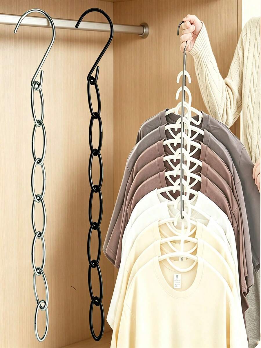 6/3/1pc Clothing Storage Hanger, Multi-Functional Large Capacity Coat Rack, Organizer Extra Long Style, Suitable For Wardrobe Storage, Perfect For Clothing Stores, Decorative Use, Space-Saving, Anti-Wrinkle Durable, Fully Assembled Hanger, Suitable For Storing Dresses, Suitable For Spring, Summer, Autumn, Winter Seasons, Minimalist Fashion Style - Multicolor - View 1