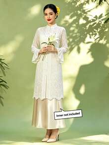 Muslim Abaya 1pc Women's Long Sleeve (Inner Wear Not Included) - White - View 2