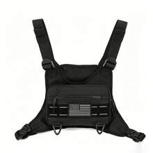Men's Tactical Chest Bag, Black Adjustable Shoulder Strap Multi-Pocket Chest Bag, Suitable For Running And Outdoor Use - Multicolor - View 7