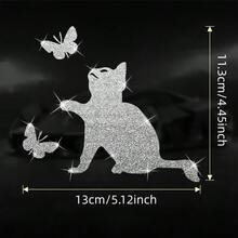 1张闪亮卡通猫咪蝴蝶图案乙烯基汽车贴纸 - 防水可移除，适用于轿车 - 均碼 - 查看 8
