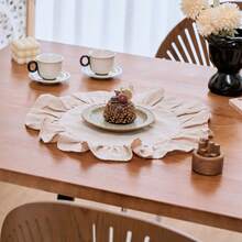 1pc/2pcs/6pcs Korean Style Solid Color Round Placemats, Sweet Princess Style Candy Color Tablecloth With Ruffle Edge, Cute Food Plate Heat-Insulating Background Mat - Multicolor - View 8
