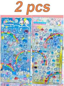 Cartoon Water Drop Crystal Art & Craft 3D/DIY Stickers, Exquisite Liquid Crystal 3D Self-Adhesive Reusable DIY Decorative Stickers, Interactive Stickers For Kids, Daily Decoration Stickers, Party Decoration Stickers, Children's Sticker Game, Candy Drop Stickers, Sticker Book Fun 3D Embossed Texture Stickers, Scrapbook Material, Embossed Stickers, Waterproof, Wear-Resistant, Reusable - Multicolor - View 13