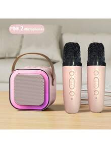 Mesin Karaoke Mini Hadiah Natal/Ulang Tahun Speaker Bluetooth Portabel Bervolume Tinggi dengan Mikrofon Nirkabel Mainan Pesta - View 1