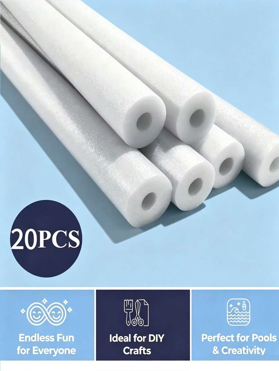 1/3/5/8件白色泡沫中空管,適用於健身、派對與婚禮裝飾、手工藝,適合居家、學校、健身房、生日派對使用,訓練器材、訓練配件、健身遊戲工具,多功能耐用快乾泡沫管,輕量化運動輔助工具,家用 - 泡棉棒空心 - 查看 1
