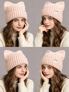 Winter New Japanese Style Cute Cat Ear Knitted Hat, Unisex Elastic Warm Ear Protection Beanie, Soft Girl Knit Cap For Autumn/Winter - Cat Ear Knitted Hat - View 8