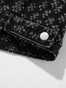 Men's Autumn American Casual Street Vintage Style Printed Denim Jacket, Suitable For Matching - Black - View 4