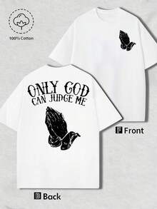 A Custom-Made, 100% Cotton Men's Loose-Fitting T-Shirt, Suitable For Men's Wear, Vacation Attire, Unisex Music Festivals, And Basic Style. - White - View 4