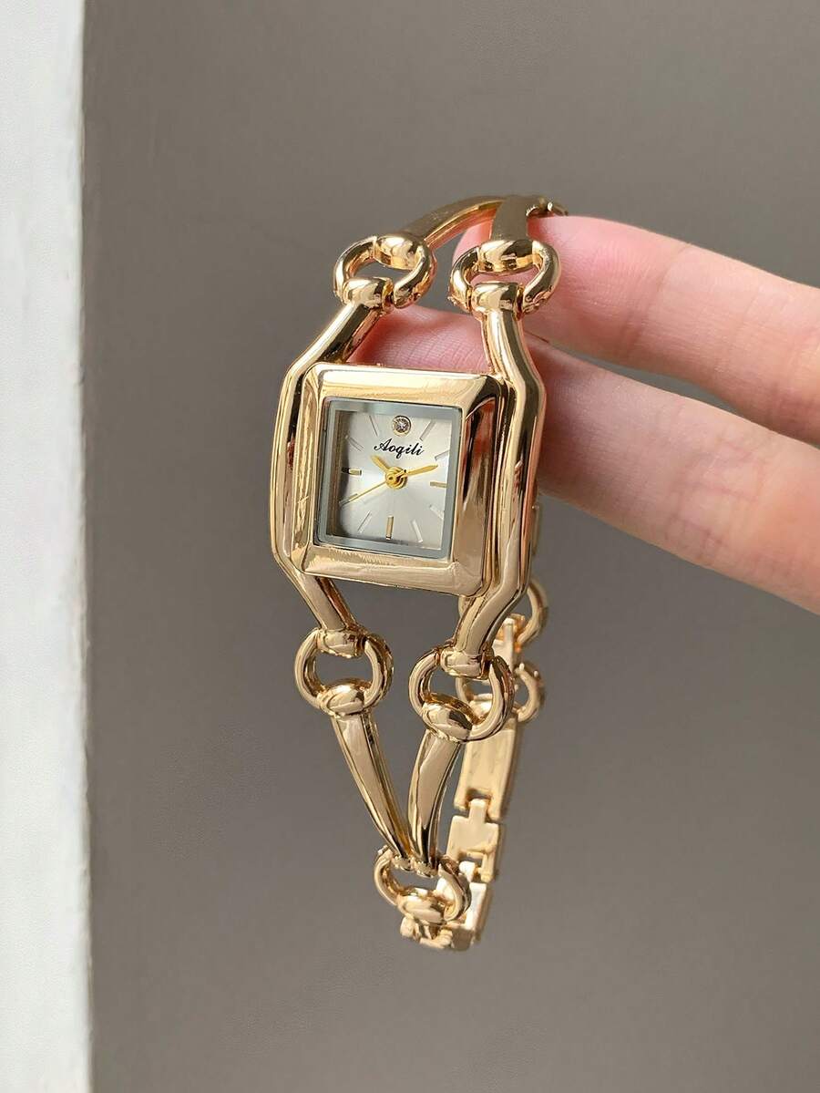 Elegant And Exquisite Women's Quartz Watch, Featuring An Asymmetrical Gold Design - Gold - View 1