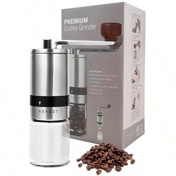 Macinacaffè manuale in acciaio inossidabile con macine coniche regolabili, portatile, per caffè in chicchi, espresso, pour over, campeggio e casa