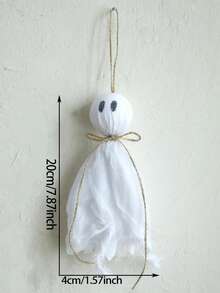 1pc Mesh Ghost Twine Hanging Ornament Garland, Gothic Halloween Window Mantel Decor, Farmhouse Fall Thanksgiving Tiered Tray Banner, Dark Aesthetic Autumn Holiday Porch Wall Tabletop Hanging Accessory Indoor Horror Theme Party Home Decoration - Multicolor B - View 14