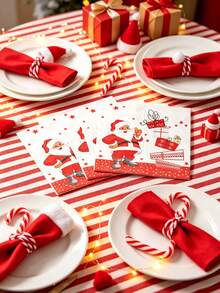 40 chiếc khăn giấy Giáng Sinh, khăn giấy thiết kế hoạt hình ông già Noel, phù hợp cho bàn tiệc ngày lễ, đồ dùng tiệc Giáng Sinh - nhiều màu - Xem 2