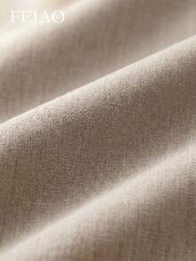 FEIAO Men's Vintage "Old Money Style" Linen Straight Leg Pants: A Luxury And Casual "Old Money Style" Aesthetic Piece, Suitable For All Seasons - Khaki - View 6