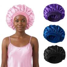 1/2 piezas Gorro de dormir de seda, forro de satén, banda elástica, adecuado para cabello rizado - A - Ver 42