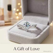 1pc Stunning Round CZ Promise Ring S925 Sterling Silver Pave Halo Wedding Jewelry Gift - White Gold - View 6