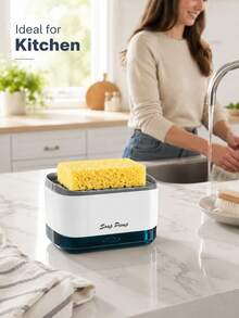 Kitchen Dish Soap Dispenser, 2-Inch Top Pump, Sponge Nozzle, Non-Slip Base, Suitable For Sink Dishwashing - A - View 5