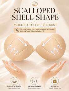 Push-Up Adhesive Bra, Self-Adhesive Strapless Backless Invisible Bra, Sweat-Proof Reusable Seamless Bra, Deep V Enhanced Bra For Wedding, Party, Daily Wear - Multicolor - View 4