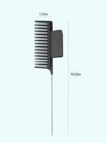 1pc Rat Tail Hair Comb With Metal Pin Handle, Fine Tooth Teasing & Sectioning Comb For Hair Coloring, Highlighting & Styling - Multicolor - View 5