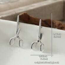 DIYCCPC Fashion Niche Style 3D Scissor Earrings, Suitable For Streetwear And Personalized Styling, Unisex Body Jewelry - Antique Silver - View 2