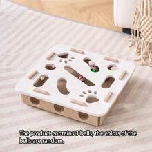 4 Stücke/Set Vollfilz Labyrinth Rollball Kratzbrett Spielzeug - Quadratische Box + 3 Glockenbälle, Mehrloch Glockenball Selbstunterhaltungsspielzeug, Katzen Loch-Grabungs Langeweile Linderungs-Werkzeug, langanhaltend kratzfest und nicht abwerfend, energieverbrauchend und zerstörungshemmend - Verschiedenfarbig - Übersicht 8