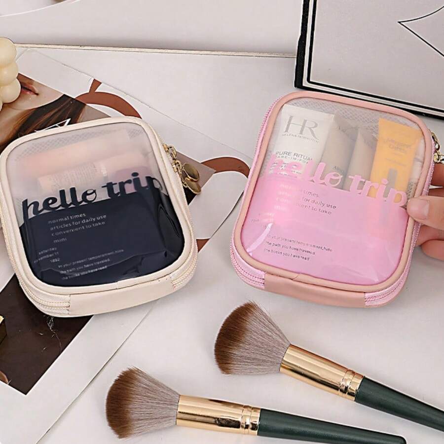 Portable Makeup Bag, Mini Lipstick Cosmetic Storage Bag, Large Capacity Multi-Function Organizer, Toiletry Bag - Clear - View 1