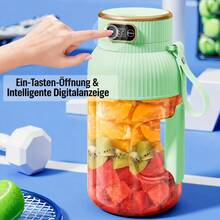 Portable Juicer Mixer Becher mit großer Kapazität, 10-Blatt Klinge, Wiederaufladbar über USB, Mini Mixer für Obst, Gemüse und Smoothies für unterwegs - Weiss - Übersicht 8