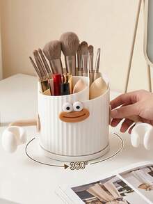 Cute Cartoon 360° Rotating Makeup Brush Holder, Multi-Grid Divided Storage Cup,It Organizes Makeup Brushes, Combs And Makeup Sponge. Non-Slip Rotating Base Keeps Items Easy To Reach, Perfect For Vanity Table And Bathroom Counter Storage. - Multicolor - View 3