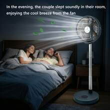 7200mAh USB Rechargeable Portable Folding Fan, 12-Hour Battery Life, Remote Control Included, Telescopic, Handheld, Automatic 90° Rotation, Digital Display, Suitable For Room, Living Room, Rest Area, Office, Outdoor Essential Cooling Fan, Easy Storage - Taiwanese - View 5