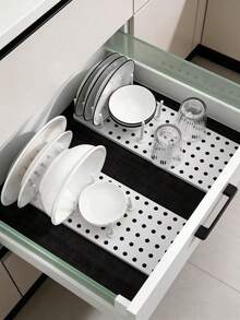 1pc/2pcs Multi-Function Drawer Organizer, Adjustable Divider Tray, Suitable For Kitchen Plates, Bowls, Non-Slip Utensil Storage Rack, Portable Compartment Storage Box - View 12