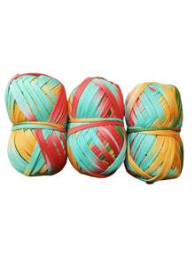 Set de 3 ovillos de 300g de hilo de cinta de poliéster multicolor degradado autorrallado - Adecuado para hacer ganchillo de zapatillas, bolsos, cestas de almacenamiento y otros proyectos de manualidades - Multicolor - Ver 17