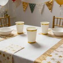 10/20/30/40/50pcs Elegant Gold Foil Rim Paper Cups, Suitable For Hot And Cold Drinks, Perfect For Parties, Picnics, Travel And Various Occasions, Ideal For Any Occasion And Birthday Celebrations - Multicolor - View 8