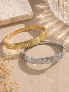 1pc Women's Bracelet, Personalized Zirconia Inlaid Bracelet, High-End Fashion Elegant Minimalist Luxury Versatile Hand Accessory - S62972 - View 1