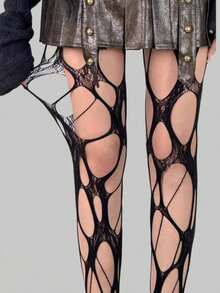 1 Pasang Kaos Kaki Jala Berongga Asimetris Wanita, Tersedia 4 Warna, Cocok untuk Semua Musim, Serbaguna untuk Berbagai Pakaian - MultiWarna - View 13