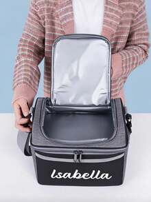 Personalized Double-Layer Insulated Lunch Bag, Customizable Name/Text, Large Capacity Insulated Tote Bag, Suitable For Office, Travel, Detachable Shoulder Strap And Ice Pack System, Oxford Fabric Insulated Bag, Non-Food Contact - Multicolor - View 10