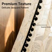 1pc European Style Thick Jacquard Floral Curtain, Suitable For Living Room, Bedroom, Balcony, Dining Room, With Rod Pocket For Easy Hanging - Beige - View 6