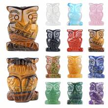 1pc 1in 2 Styles Natural Crystal Owl Carved Ornament | Home Decor & Meditation Energy Guardian | Symbol Of Wisdom And Protection - crystal - View 6
