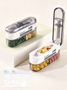 New Portable Pill Cutter & Pill Box 3-In-1 Multifunctional Mini Pill Splitter, Convenient Pill Storage Box, Easy-To-Use Design, Plastic Material, Simple To Operate, Suitable For Daily Medication And Travel, Ideal For Office Workers, Students, Travelers, Seniors, Household Essential, Perfect Choice For Birthday Gift, Back To School Gift, Holiday Gift, Teacher's Day Gift, Mother's Day Gift And Easter Gift - Multicolor - View 16