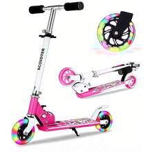 Foldable Kids' Scooter With Light-Up Wheels - Pink - View 8