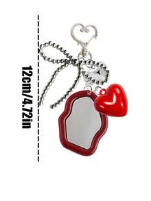 Y2K Sweet Cool Exquisite Fashion Acrylic Keychain, Women's Red Mirror Keychain And Heart Bow Knot Decoration, Asymmetric Mirror Heart Bow Knot, Fashion Bag Charm Alloy Fashion Accessory, Fashion Friendship And Couple Gift, Bag Accessory, Novelty Gift For Family And Friends, Mother's Day, Teacher's Day, Valentine's Day, Easter, Back To School, Dorm, Beach, Travel - Multicolor - View 11