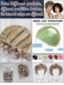 Peruca Afro Encaracolada Sintética com 2 Cores Opcionais para Homens e Escuro Sólido e Marrom com Mechas Loiro Platina, Curta e Fofa Estilo Explosão, para Festa Disco de Feriado, Fantasia Retrô de Cosplay, Carnaval, Uso Diário e Halloween - Multicolorido - Visão 10