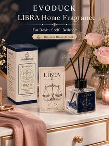 EVODUCK 1pc Flameless Long Lasting Libra Zodiac Crystal Reed Diffuser 50ml, Rose Amber Fragrance Oil With Deep Blue Crystal & 4 Fiber Reed Sticks, Smokeless Scented Oil Diffuser For Living Room Bedroom Vanity, Astrology Gift For Her, Aesthetic Room Decor - Mixed Fragrance - View 9